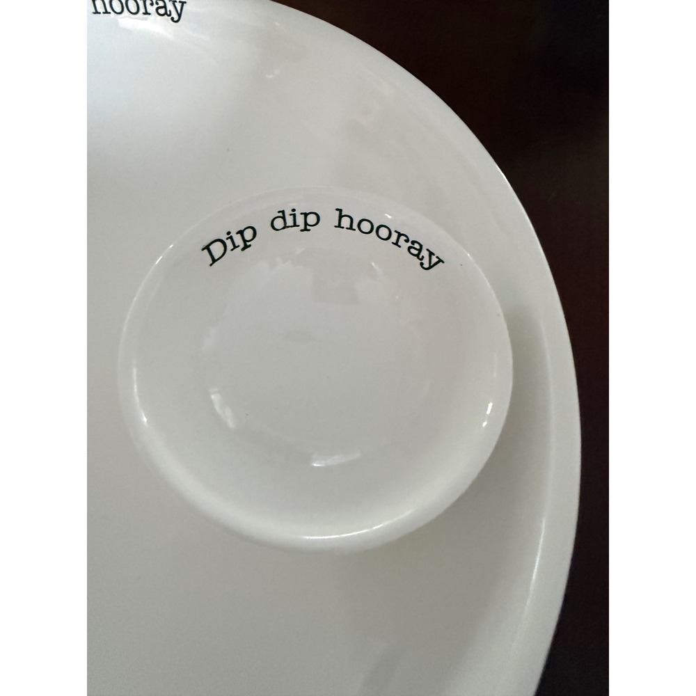 Mud Pie CHIP CHIP HOORAY - DIP DIP HOORAY 14" Large Round Bowl Serving Platter - Picture 2 of 5